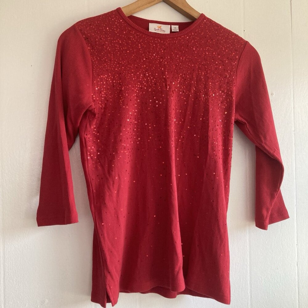 Quacker Factory Sequin Top Tee Lot Of 2 White And… - image 2